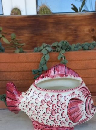 Vase poisson céramique de Sèvres signé MF 