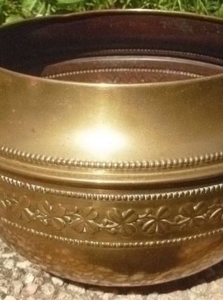 cache pot , métal , vintage