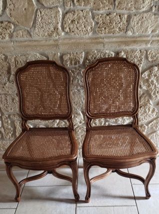 Paire de chaises cannées style louis xv Régence