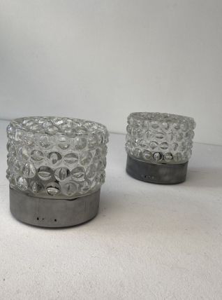 PAIRE D’ANCIENNES APPLIQUES VINTAGE EN VERRE BULLE
