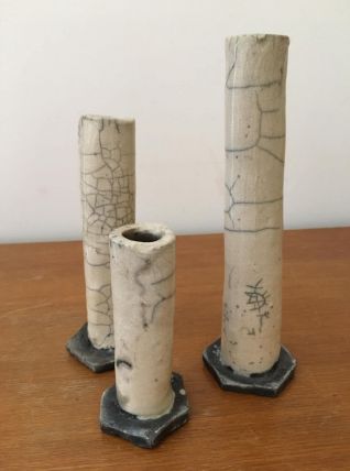 Ensemble de 3 soliflores en céramique raku