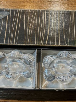 Paire de salière poivrière en cristal signé Daum années 60
