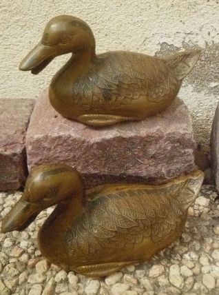 lot de 2 canards en laiton , vintage