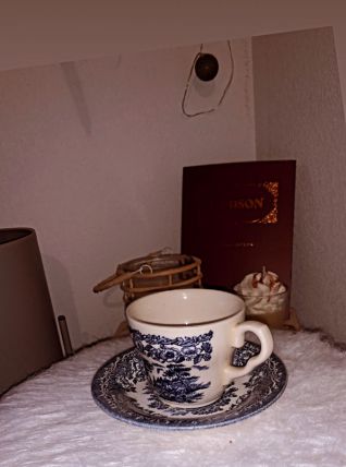 Tasse en porcelaine avec dessous de tasse 