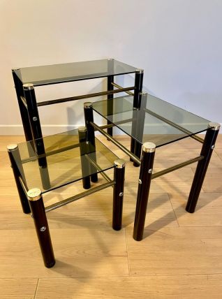 Tables gigognes noires et dorées