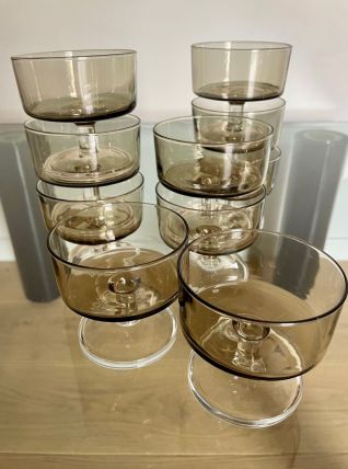 Lot de coupes champagne/dessert verre fumé