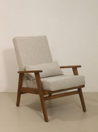 Fauteuil scandinave 1960 accoudoirs arrondis. Réf Nora.