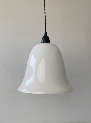 ANCIENNE SUSPENSION CLOCHE EN OPALINE XL  VINTAGE