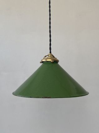 ANCIENNE SUSPENSION INDUSTRIELLE CONIQUE 26 CM