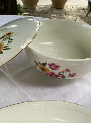 Saladier légumier plat ovale faïence de Gien 