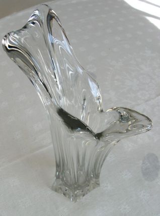 Vintage : vase design en cristal, années 70