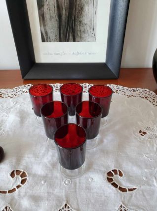 Ensemble de 6 verres à liqueur rouge Rubis LUMINARC