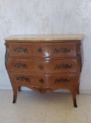 Commode et chevets style Louis XV en bois de rose