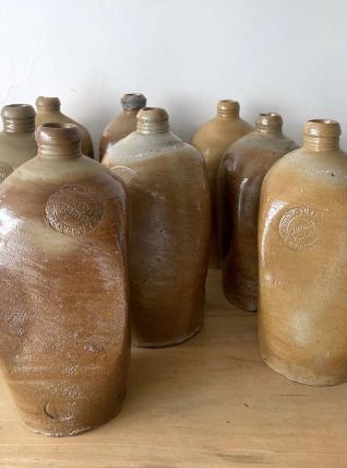 Ancienne Bouteille Allemande en Terre Cuite Vernissée Pullna