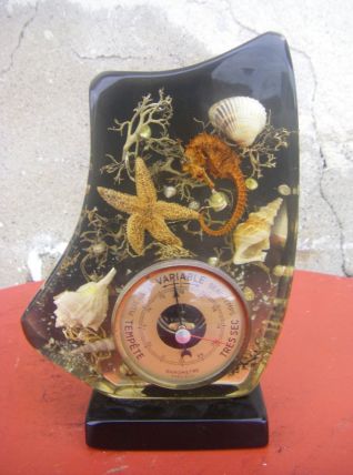 Baromètre avec inclusion en résine vintage