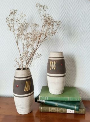 Paire de vases en céramique graphique, West Germany vers 197