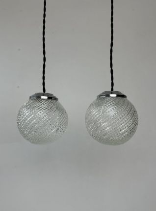 LOT DE 2 ANCIENNES SUSPENSIONS RONDES VINTAGE