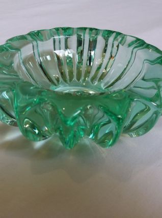 Cendrier en cristal vert Pierre D’avesn, Art déco