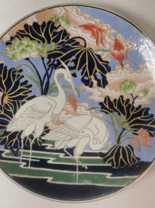 Assiette grand modèle émaux de CHINE porcelaine décor d'oise