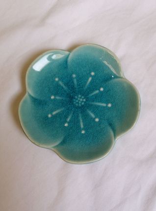 Coupelle dépose bijoux fleur turquoise estampillée LBMDJ