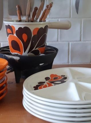 Ensemble fondue le creuset vintage