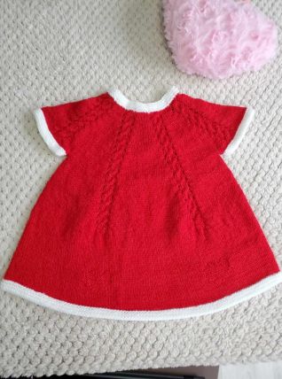 Robe Création CATRICOTE en laine layette ROUGE et BLANC