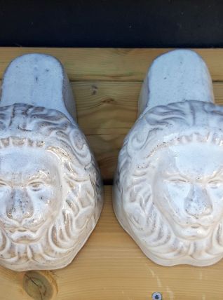 Porte pots lion en céramique
