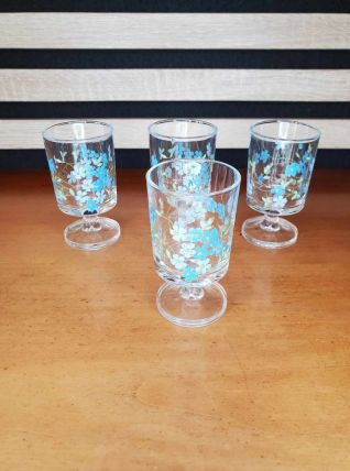 Ensemble de 4 petits verres liqueur Myosotis Suède LUMINARC