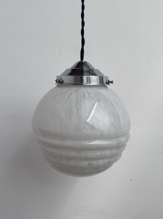 ANCIENNE LAMPE SUSPENSION EN VERRE DE CLICHY 16 cm
