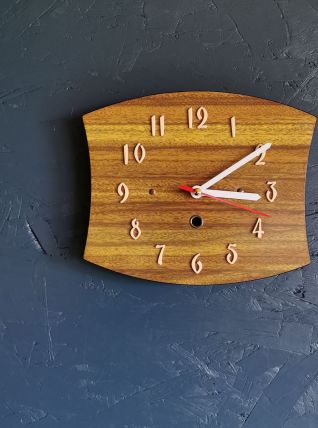 Horloge formica vintage pendule murale silencieuse "Bois"