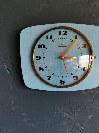 Horloge formica vintage pendule murale silencieuse Trophy