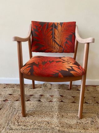 Chaise Design bois Feuilles Orange