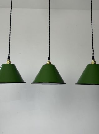 LOT 3 SUSPENSIONS CONIQUES EMAILLEES VERTES INDUSTRIELLES 