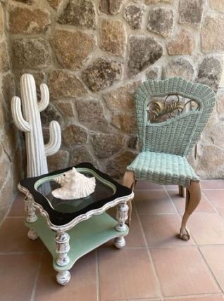 Chaise bois osier métal