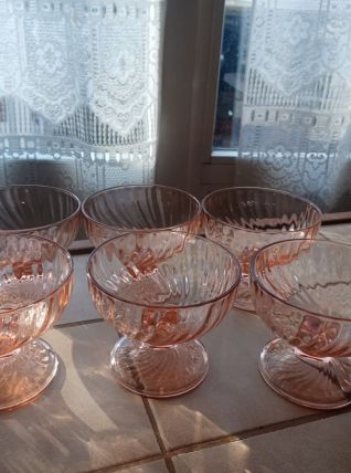 Vintage 6 grandes coupes à glace modèle ROSALINE d'Arcoroc  