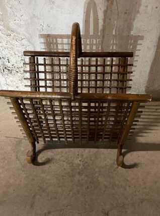 Porte-revues en rotin années 60