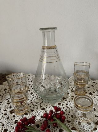 Service liqueur au liseré doré des années 60.
