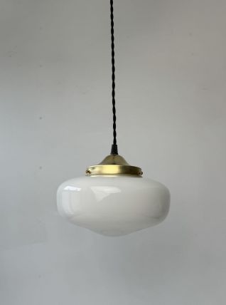 ANCIENNE SUSPENSION VINTAGE EN OPALINE  20 CM