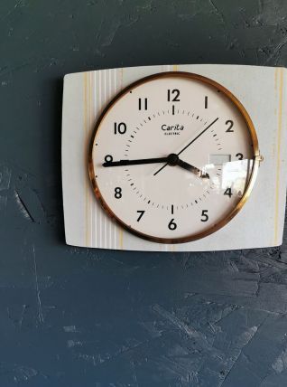 Horloge formica vintage pendule murale silencieuse Carita