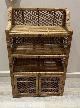 Etagère en rotin et bambou années 70
