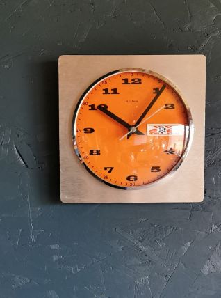 Horloge formica vintage pendule murale silencieuse BC Paris