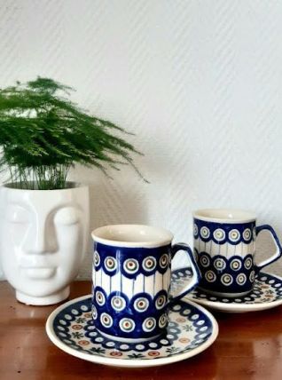 Duo de tasses en céramique Boleslawiec vintage
