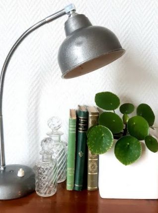 Lampe de bureau industrielle grise 1970