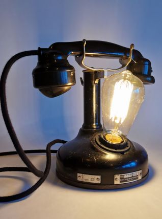 Lampe industrielle vintage métal bakélite téléphone noir 