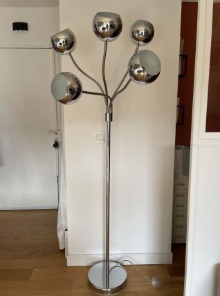 Lampadaire chromé eyeball inspiration Goffredo Reggiani