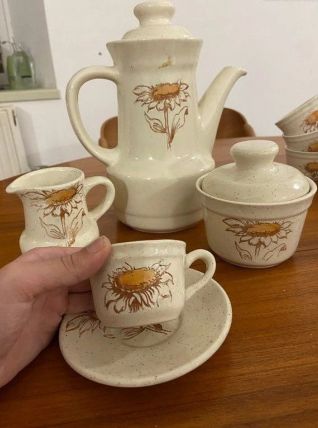 Service à café vintage faïence de Saint-Amand 1970's