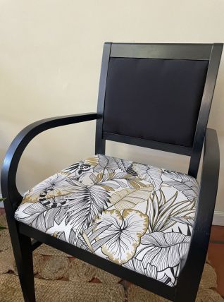 Set de 2 fauteuils Bois Black Feuilles dorées