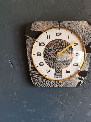 Horloge vintage pendule murale silencieuse années 60 Gingko