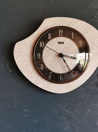 Horloge formica vintage pendule murale silencieuse FFR gris