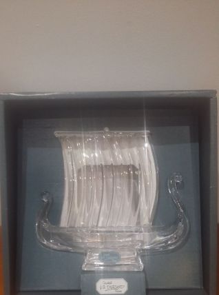 Très Beau Bateau Drakkar En Cristal JG Durand